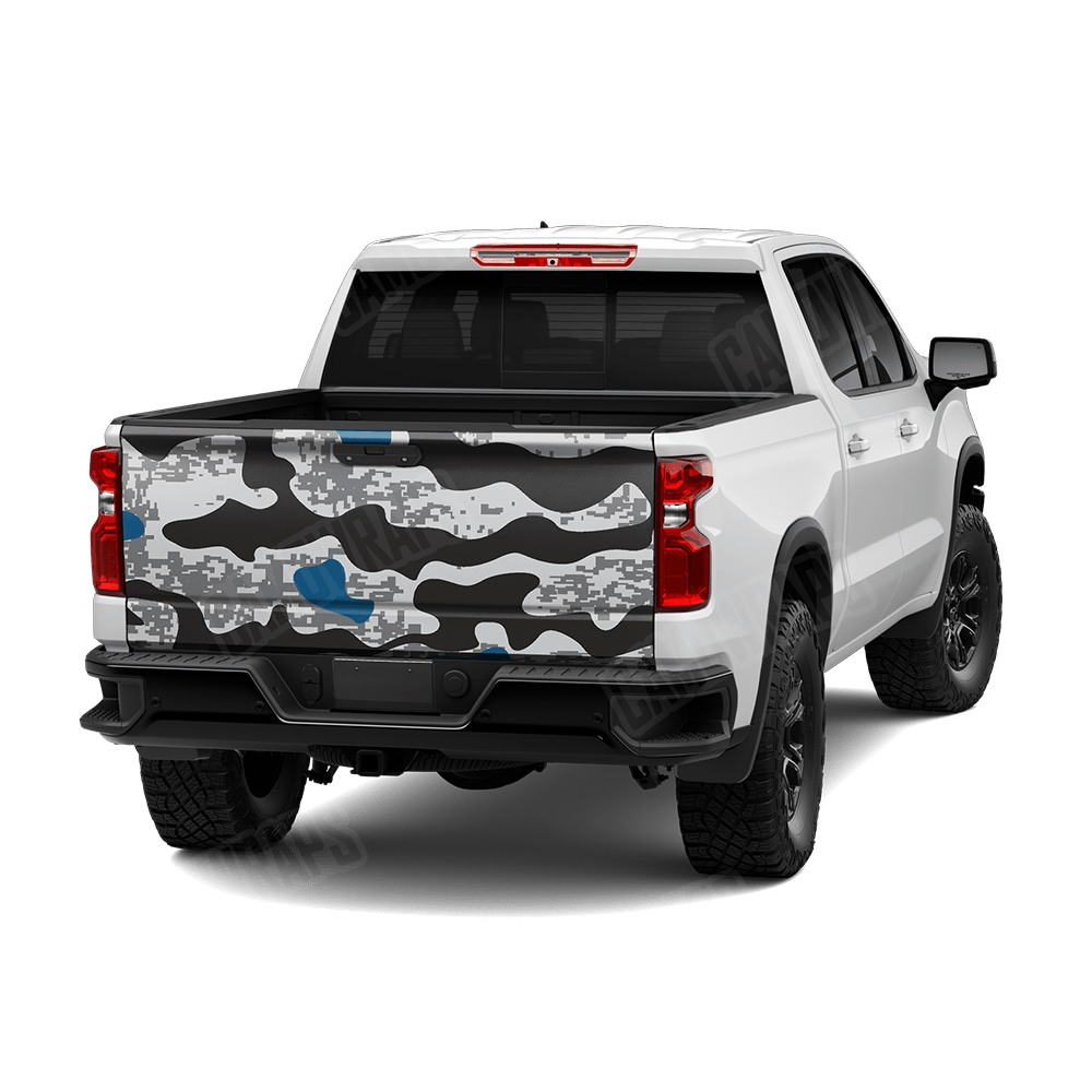Compound Urban Blue Camo Tailgate Vinyl Wrap