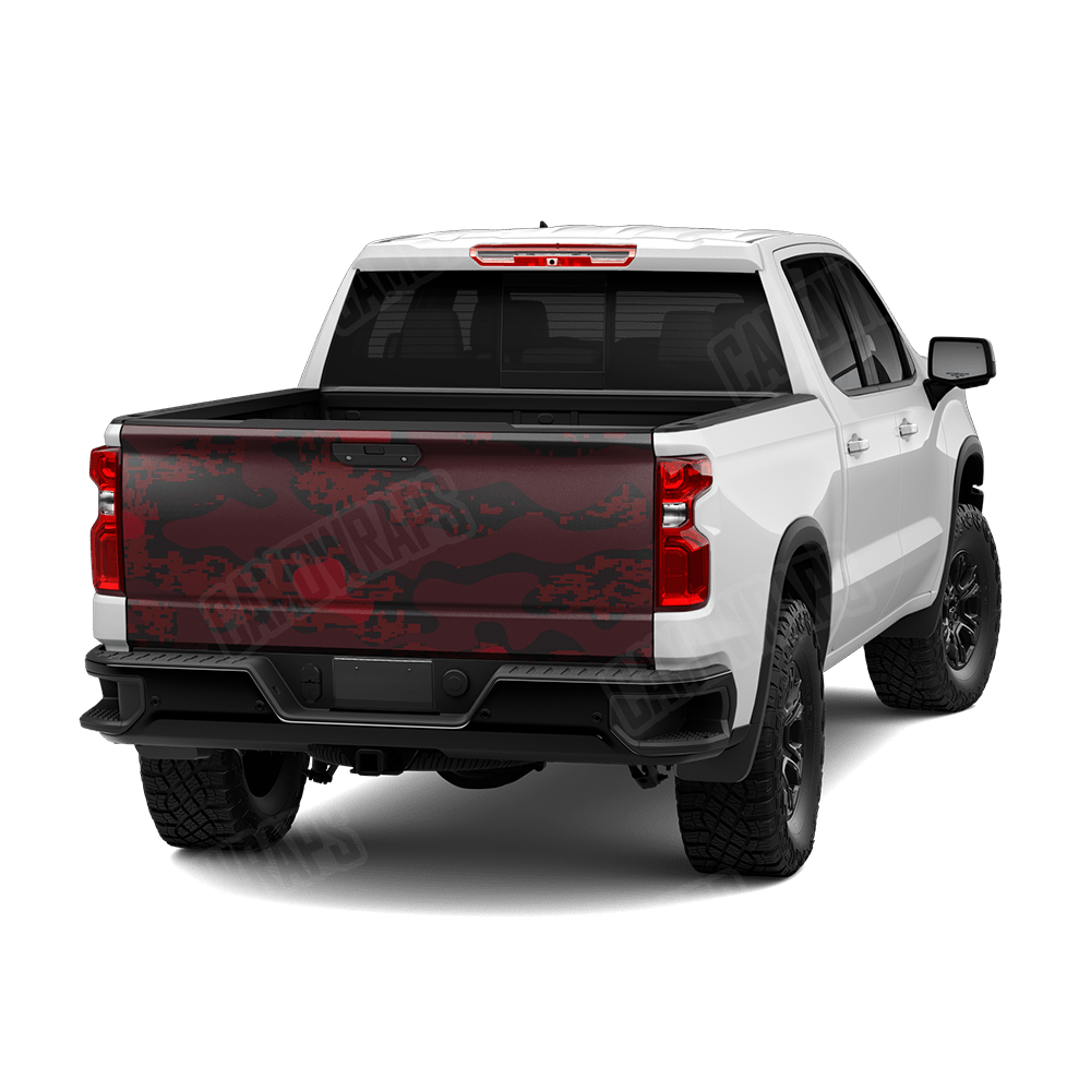 Compound Vampire Red Camo Tailgate Vinyl Wrap