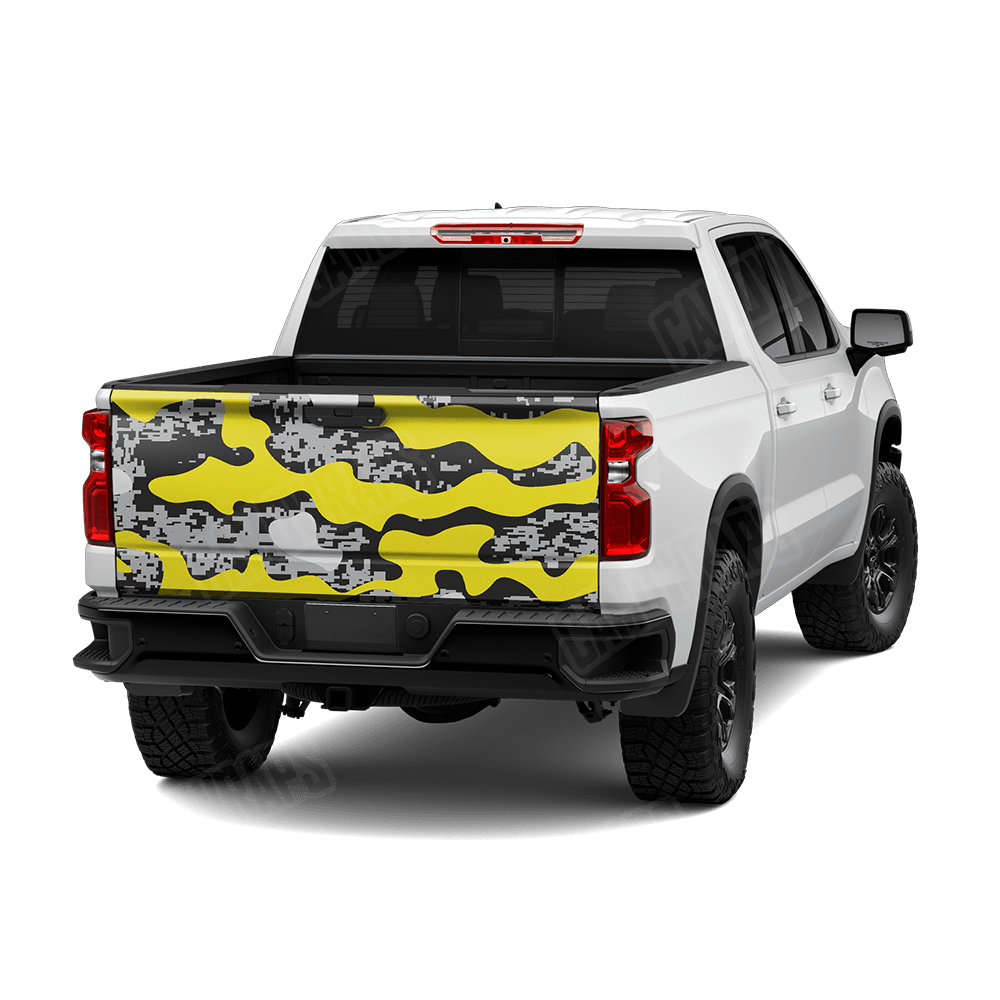 Compound Yellow Tiger Camo Tailgate Vinyl Wrap