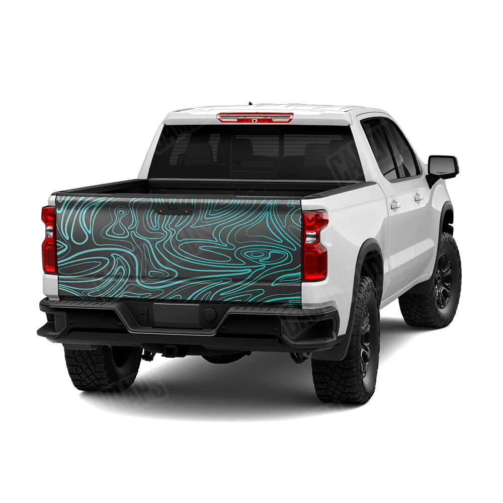 Damascus Tiffany Blue Camo Tailgate Vinyl Wrap