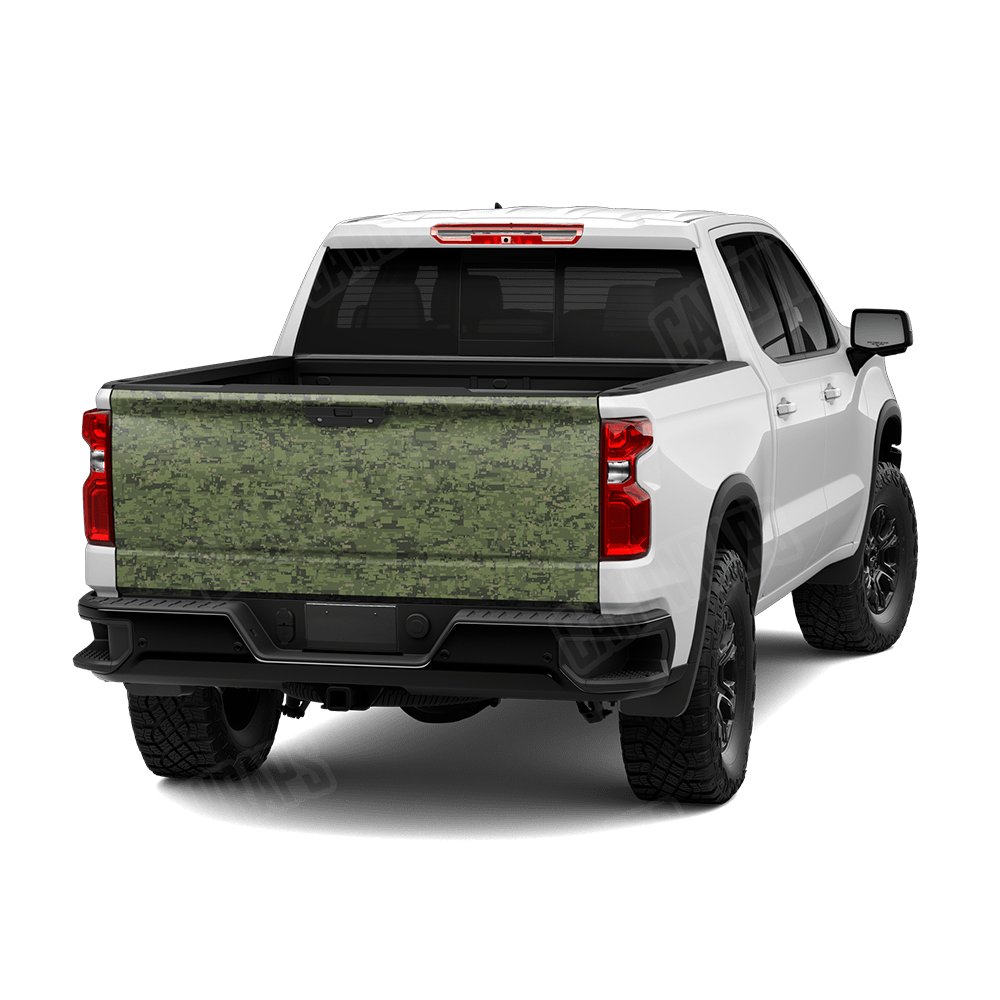 Digital Army Green Camo Tailgate Vinyl Wrap
