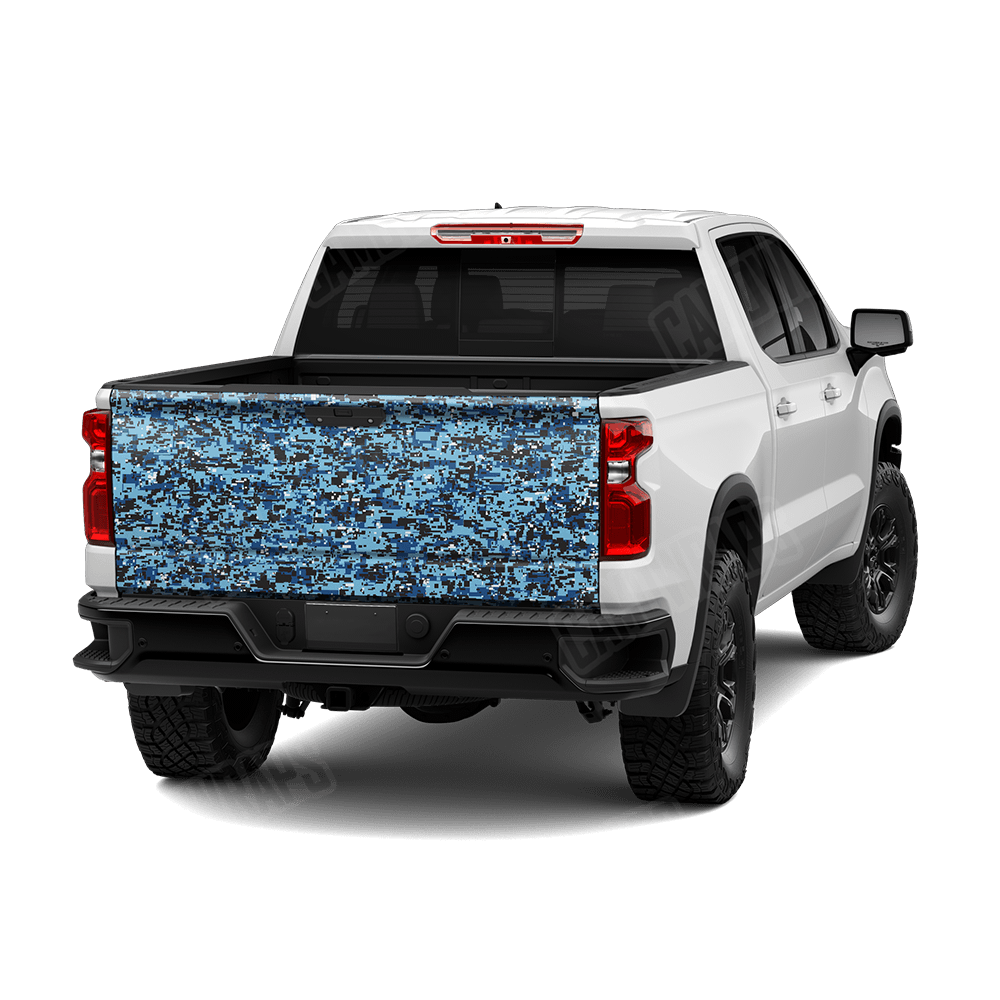 Digital Baby Blue Camo Tailgate Vinyl Wrap