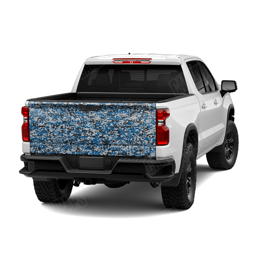 Digital Blue Tiger Camo Tailgate Vinyl Wrap
