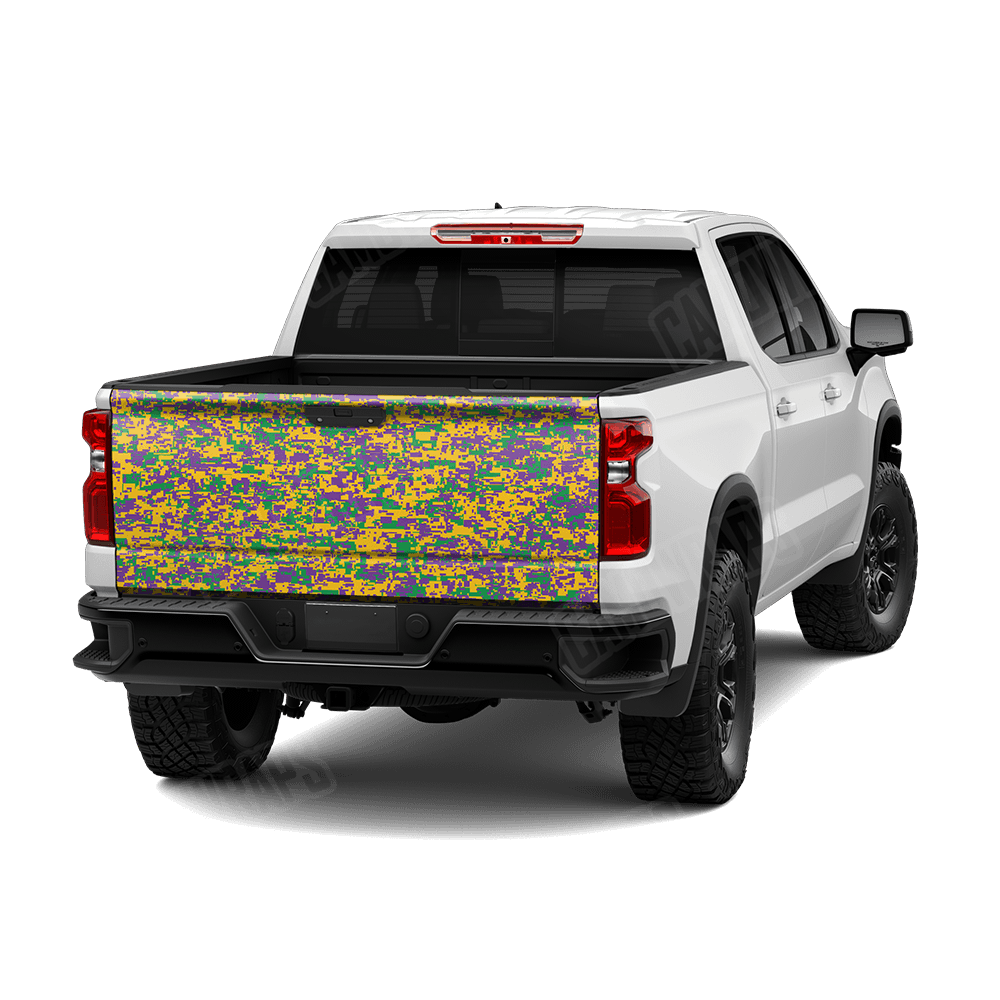 Digital Mardi Gras Camo Tailgate Vinyl Wrap