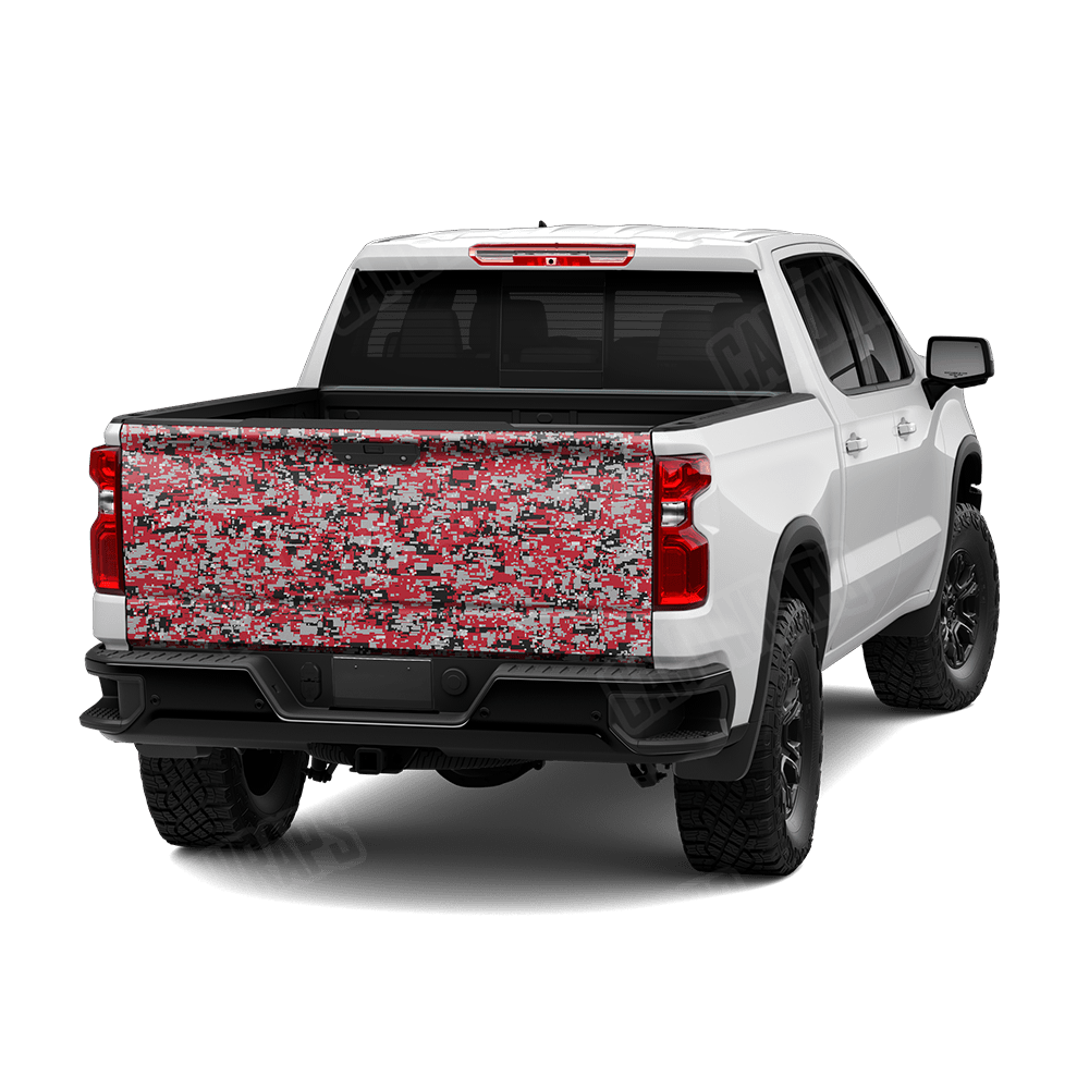 Digital Red Tiger Camo Tailgate Vinyl Wrap