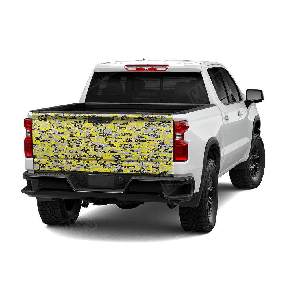 Digital Yellow Tiger Camo Tailgate Vinyl Wrap