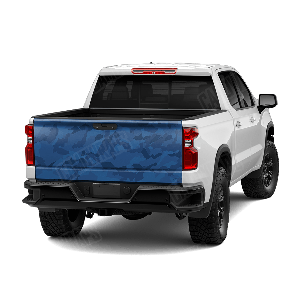 Erratic Elite Blue Camo Tailgate Vinyl Wrap