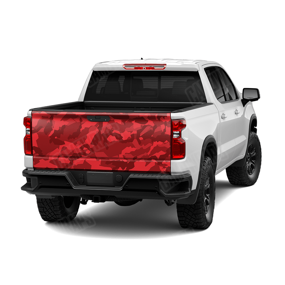 Erratic Elite Red Camo Tailgate Vinyl Wrap