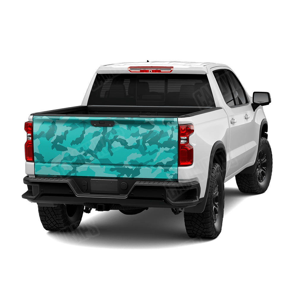 Erratic Elite Tiffany Blue Camo Tailgate Vinyl Wrap