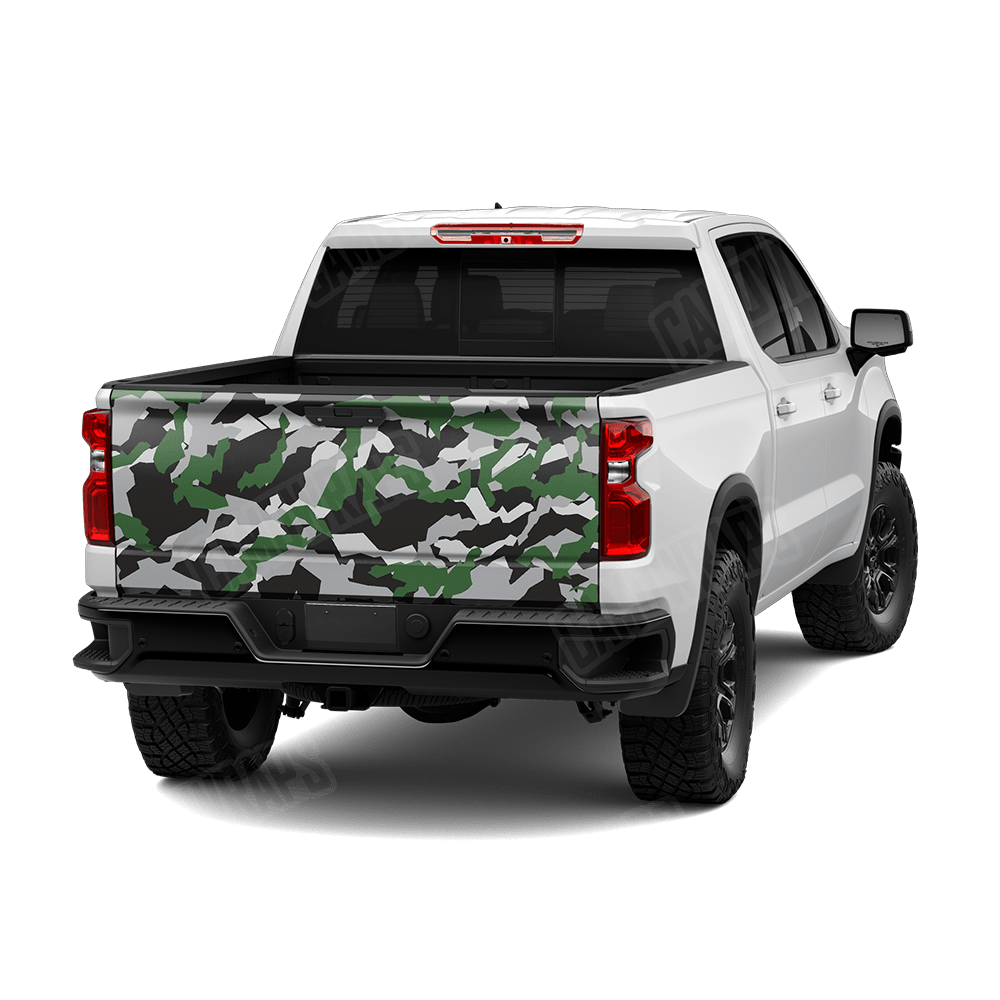 Erratic Green Tiger Camo Tailgate Vinyl Wrap