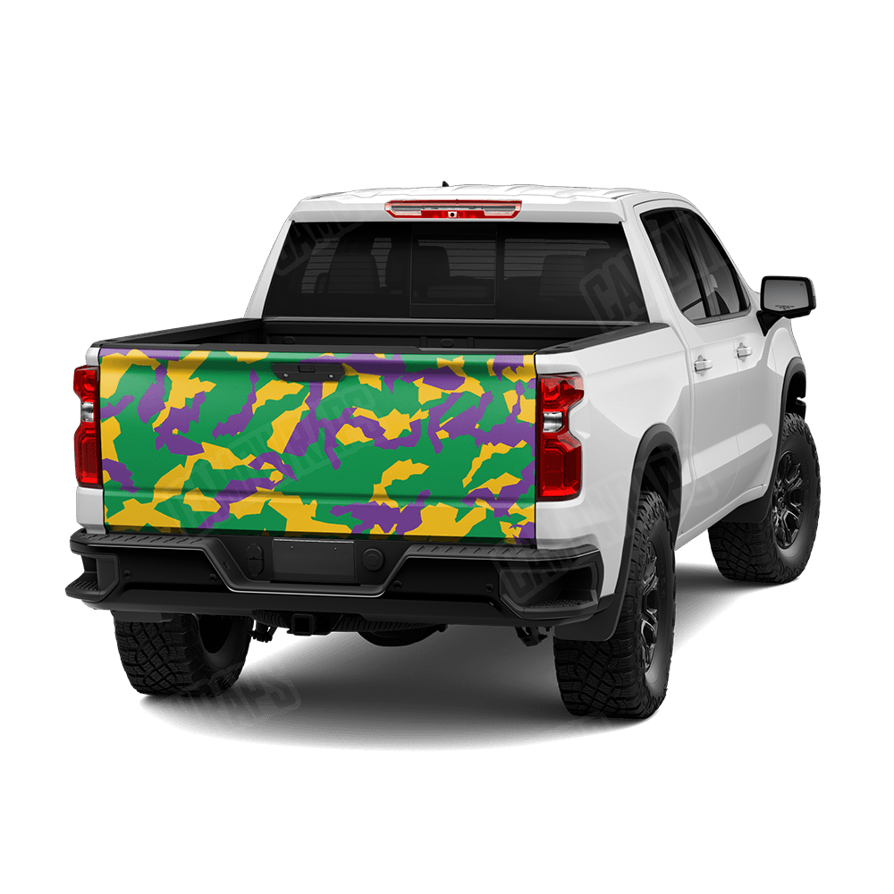 Erratic Mardi Gras Camo Tailgate Vinyl Wrap