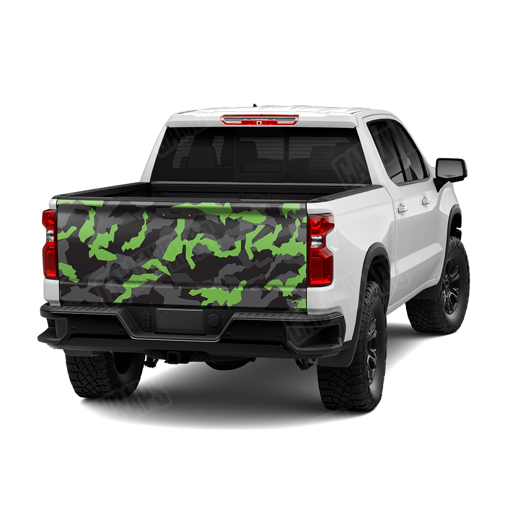 Erratic Metro Green Camo Tailgate Vinyl Wrap
