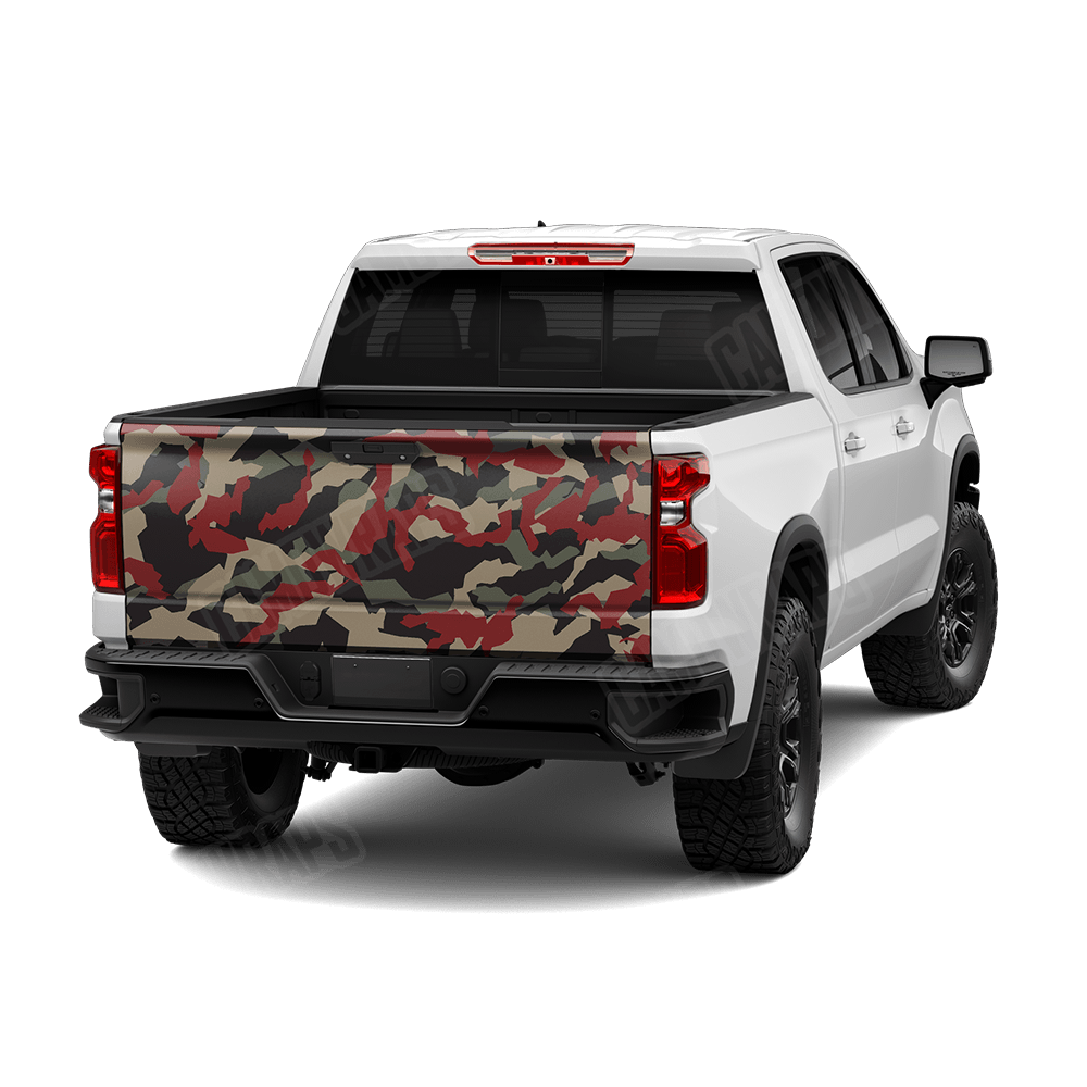 Erratic Militant Red Camo Tailgate Vinyl Wrap