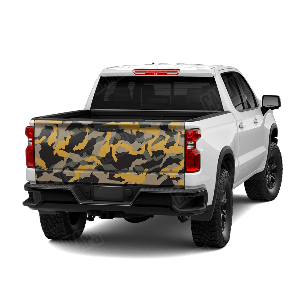 Erratic Militant Yellow Camo Tailgate Vinyl Wrap