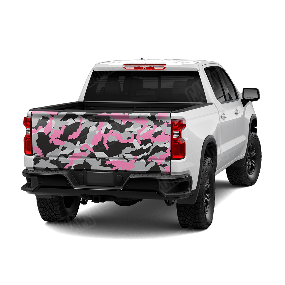 Erratic Pink Tiger Camo Tailgate Vinyl Wrap