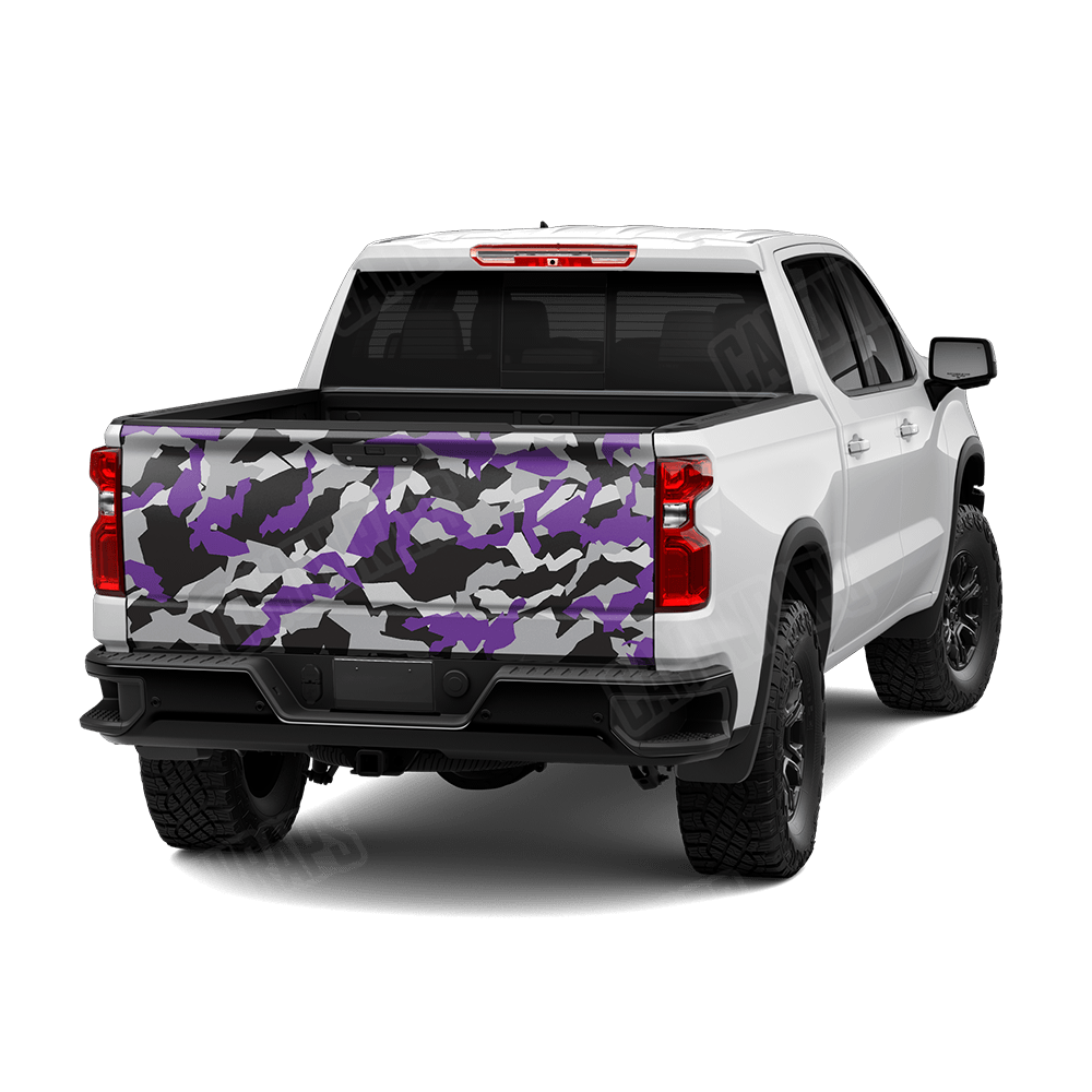Erratic Purple Tiger Camo Tailgate Vinyl Wrap