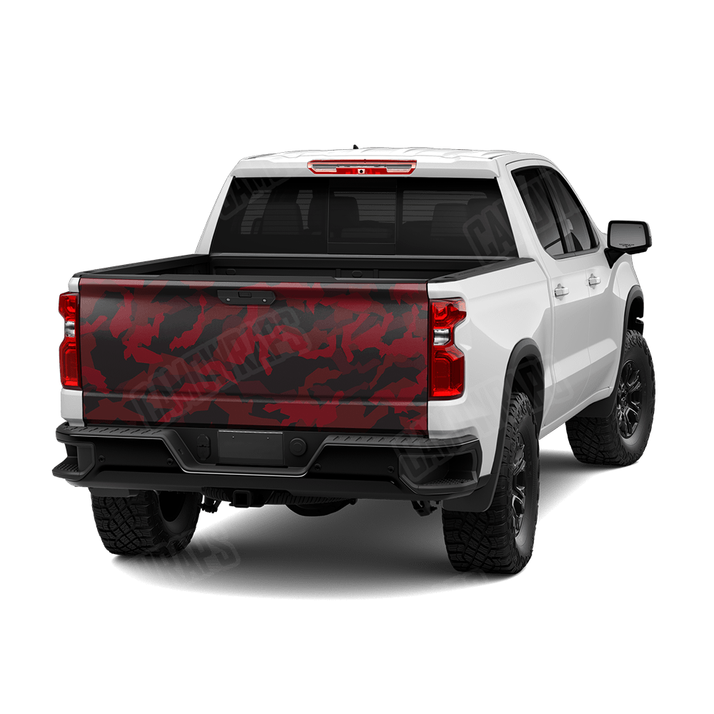 Erratic Vampire Red Camo Tailgate Vinyl Wrap