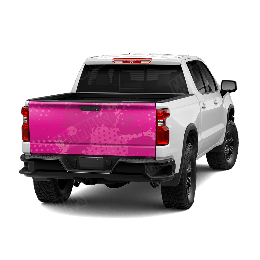 Halftone Splatter Elite Magenta Camo Tailgate Vinyl Wrap