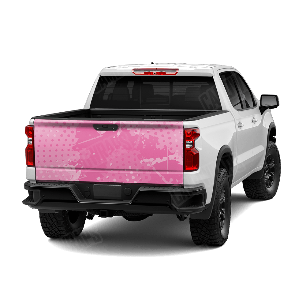 Halftone Splatter Elite Pink Camo Tailgate Vinyl Wrap