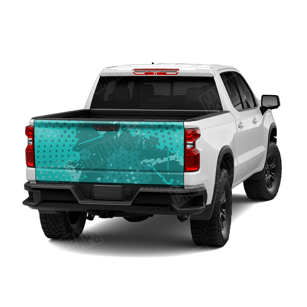 Halftone Splatter Elite Tiffany Blue Camo Tailgate Vinyl Wrap