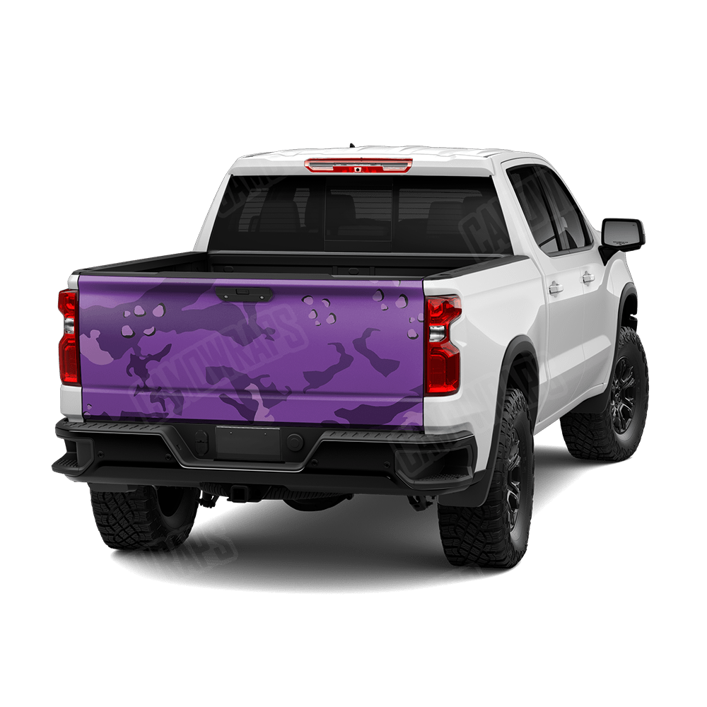 Jumbo Battle Storm Elite Purple Camo Tailgate Vinyl Wrap