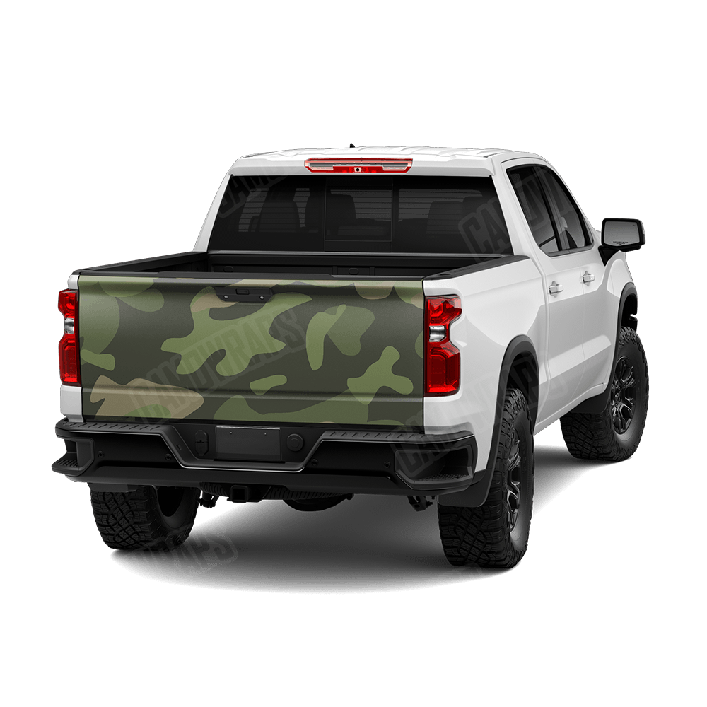 Jumbo Classic Army Green Camo Tailgate Vinyl Wrap