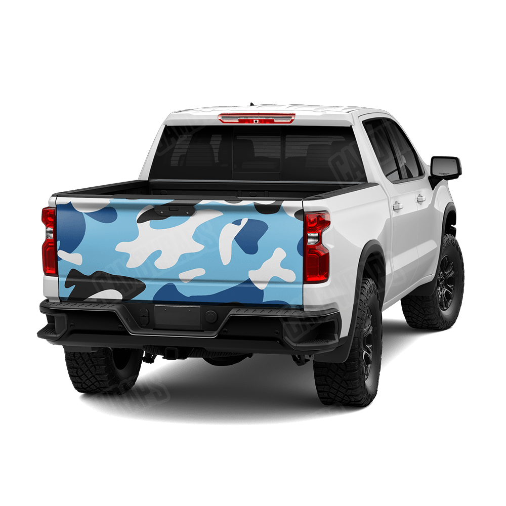 Jumbo Classic Baby Blue Camo Tailgate Vinyl Wrap