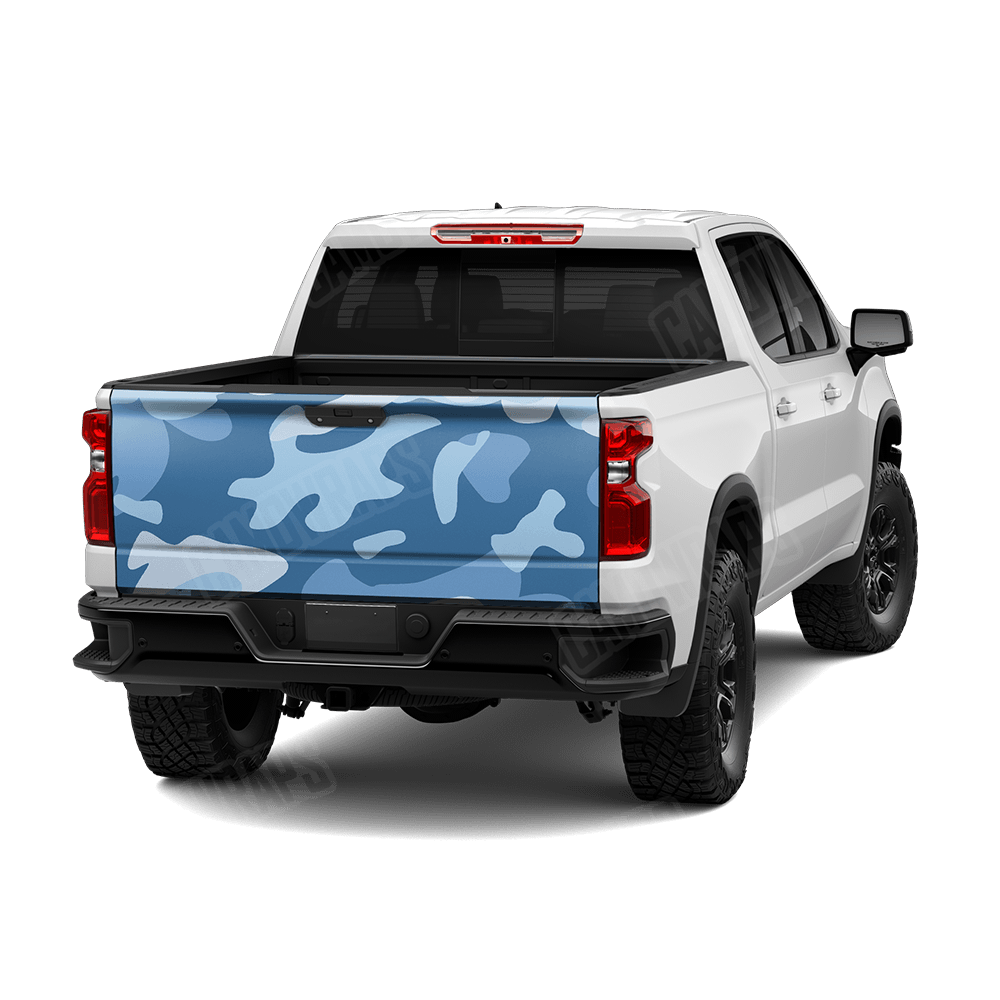 Jumbo Classic Cool Blue Camo Tailgate Vinyl Wrap