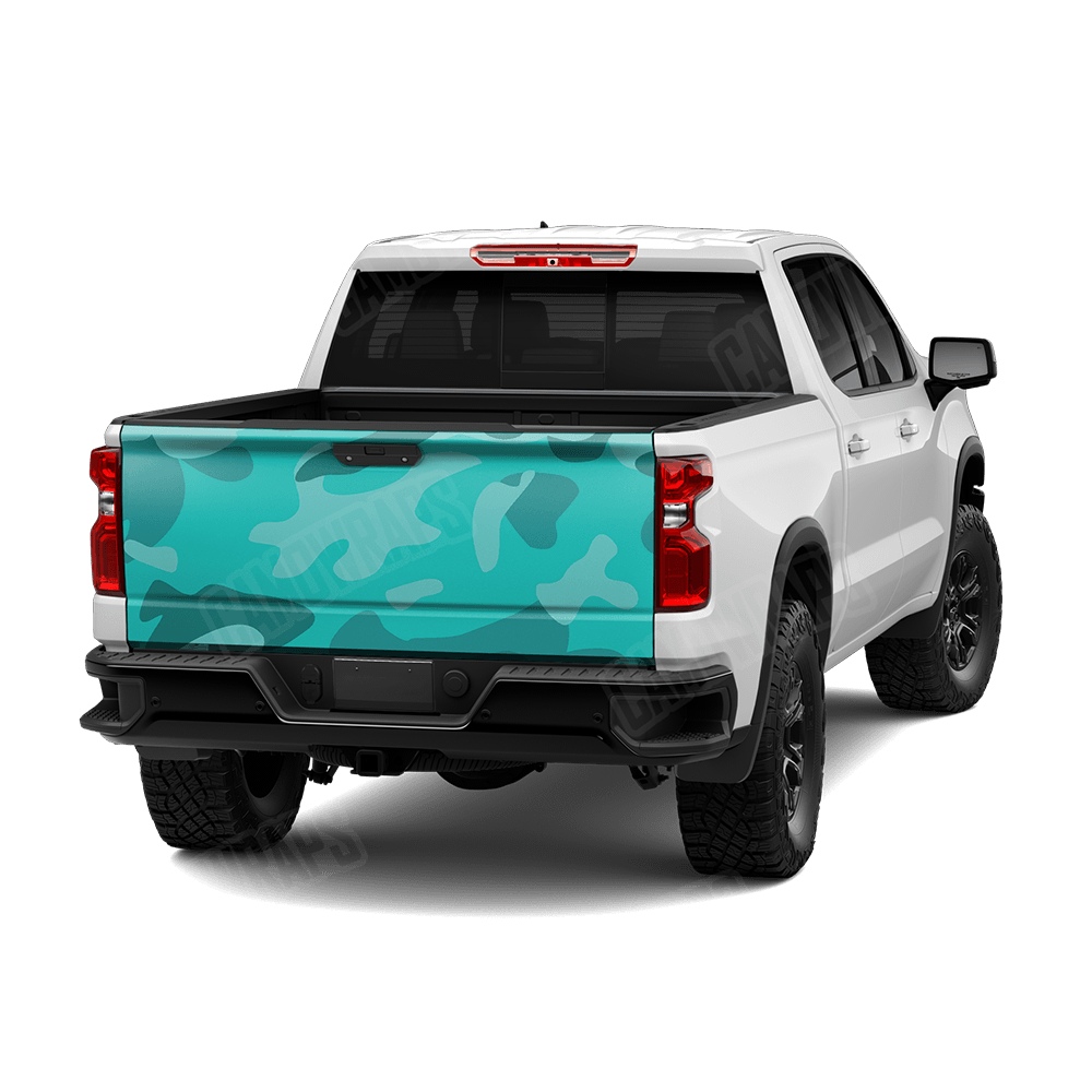 Jumbo Classic Elite Tiffany Blue Camo Tailgate Vinyl Wrap