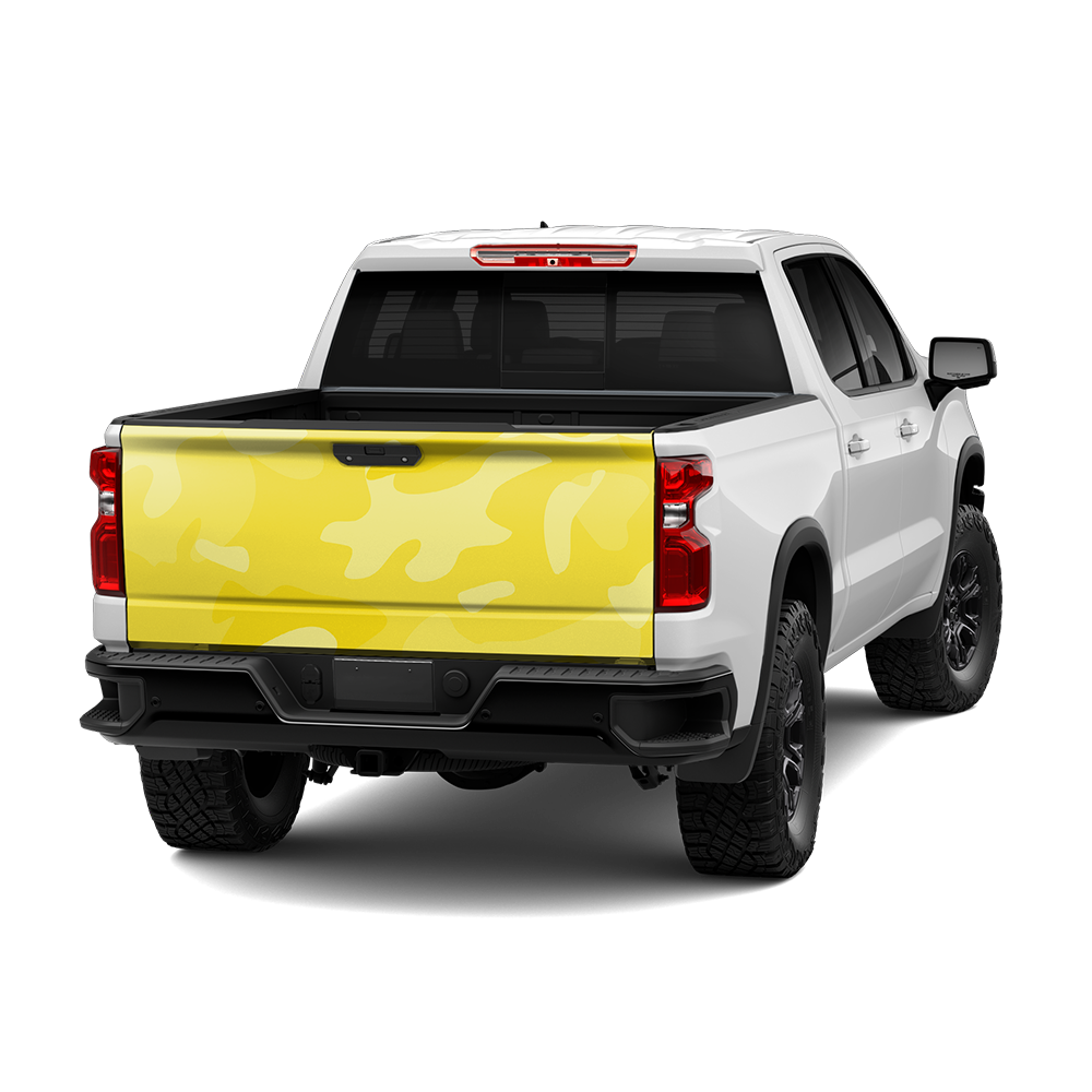 Jumbo Classic Elite Yellow Camo Tailgate Vinyl Wrap Alternate