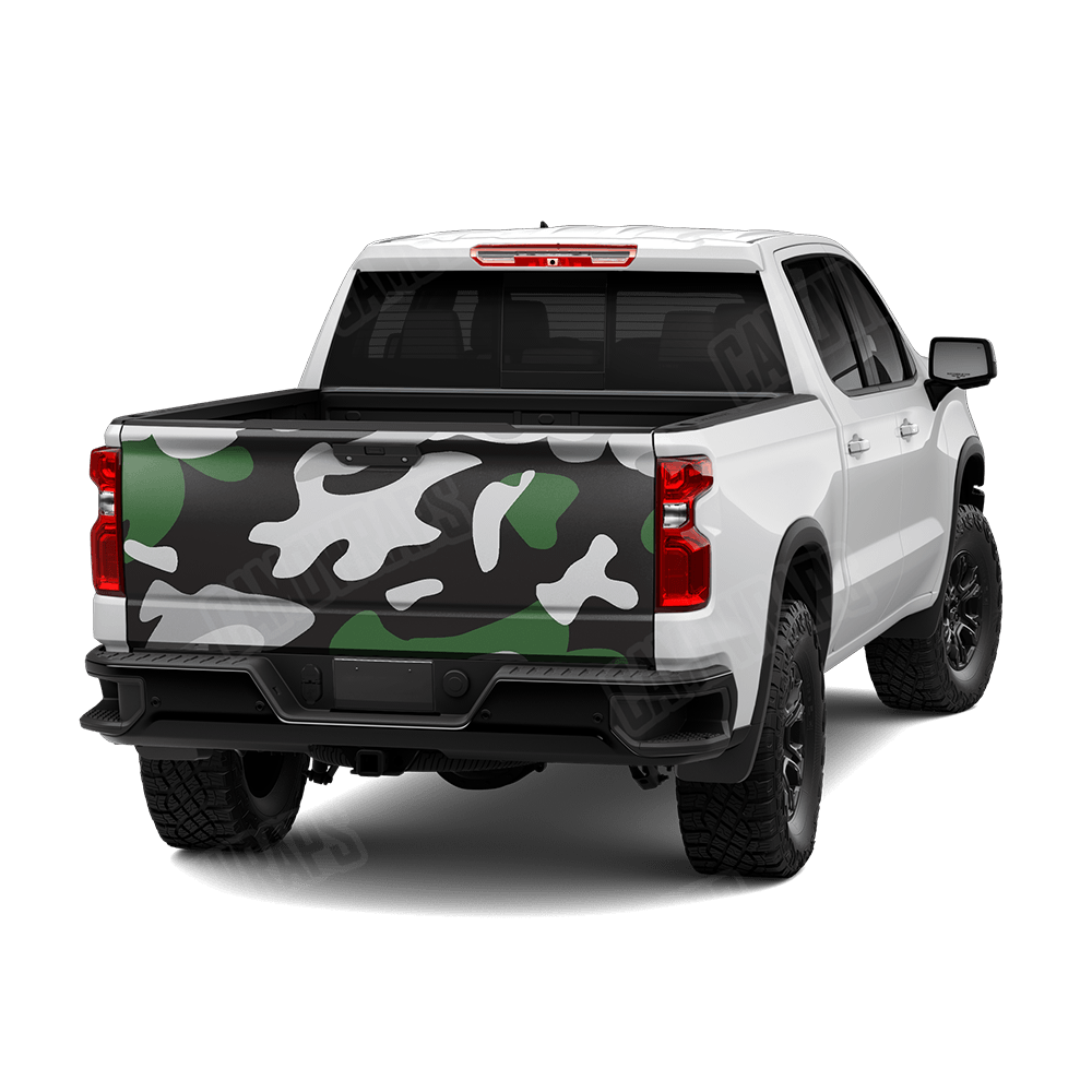 Jumbo Classic Green Tiger Camo Tailgate Vinyl Wrap