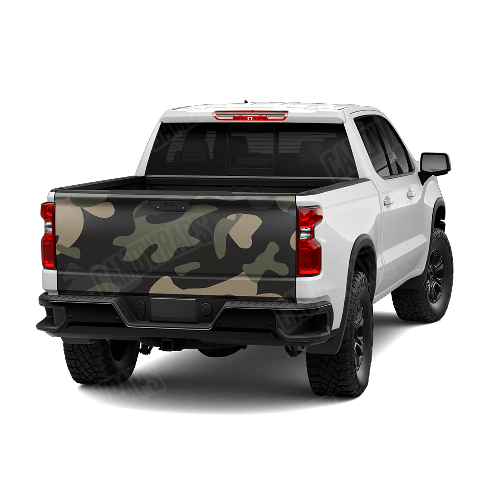 Jumbo Classic Militant Charcoal Camo Tailgate Vinyl Wrap