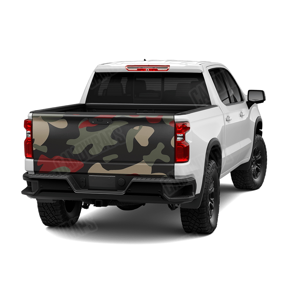 Jumbo Classic Militant Red Camo Tailgate Vinyl Wrap