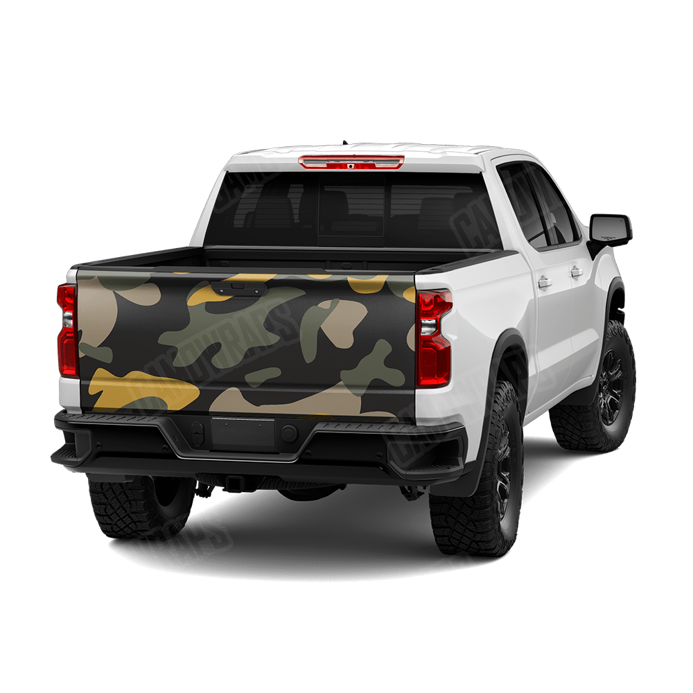 Jumbo Classic Militant Yellow Camo Tailgate Vinyl Wrap