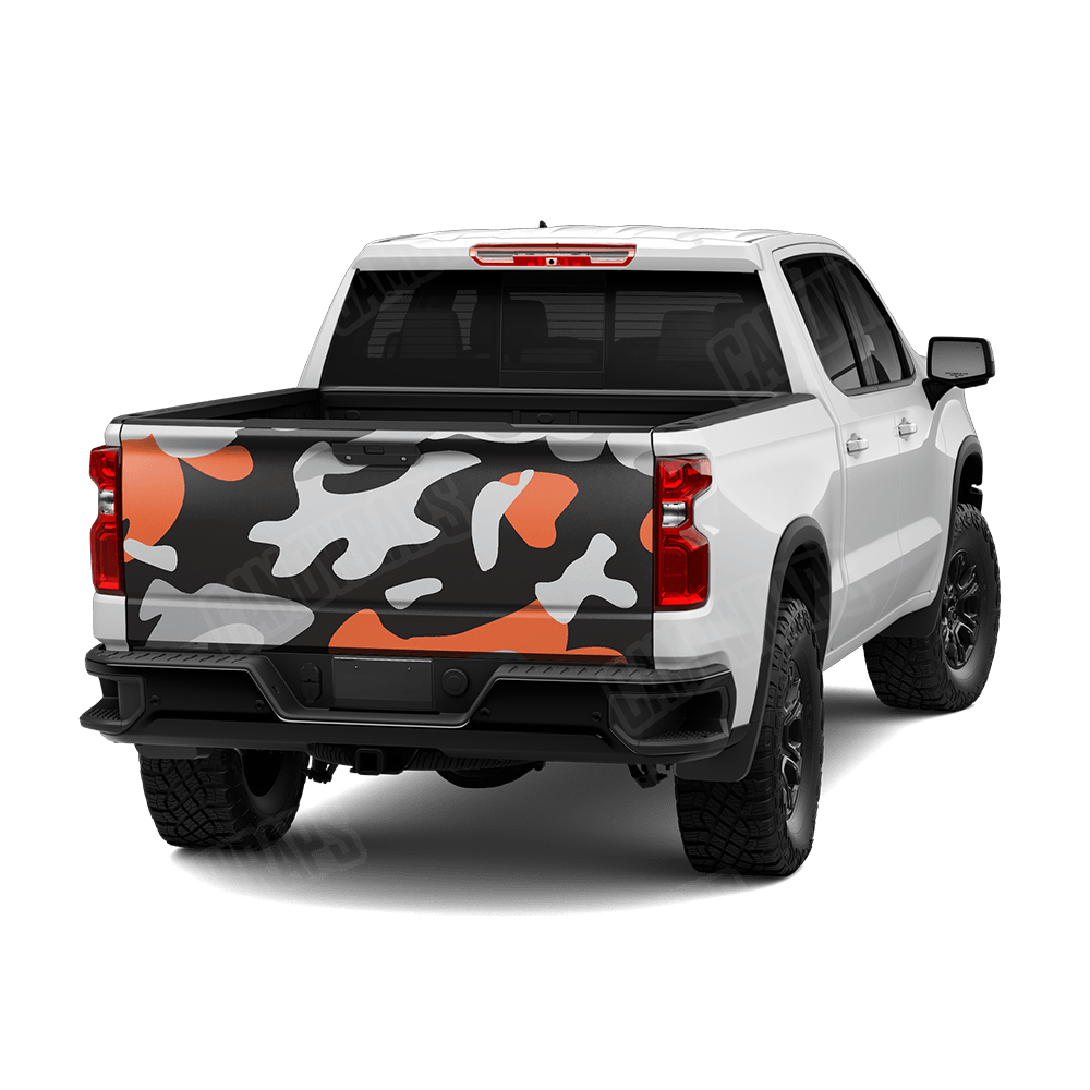 Jumbo Classic Orange Tiger Camo Tailgate Vinyl Wrap