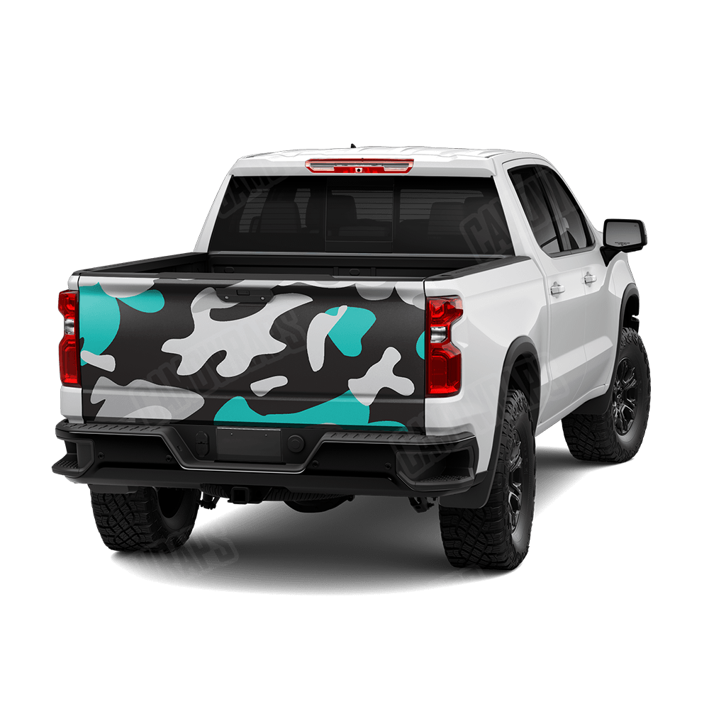 Jumbo Classic Tiffany Blue Tiger Camo Tailgate Vinyl Wrap