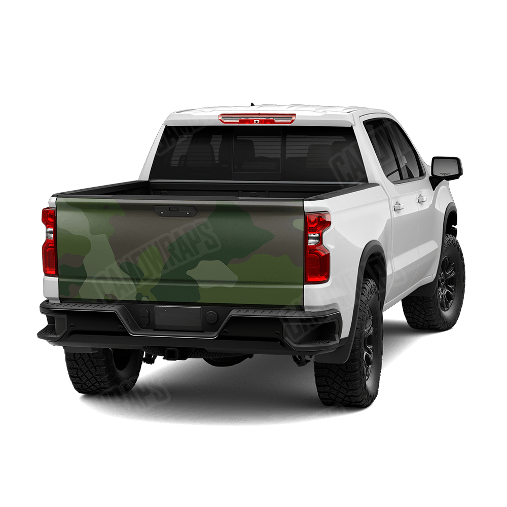 Jumbo Cumulus Army Dark Green Camo Tailgate Vinyl Wrap