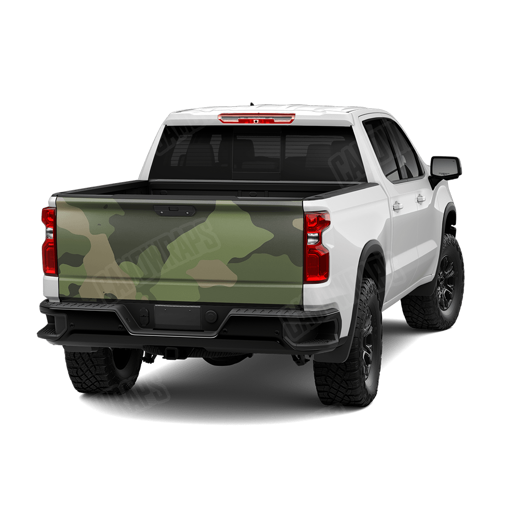 Jumbo Cumulus Army Green Camo Tailgate Vinyl Wrap