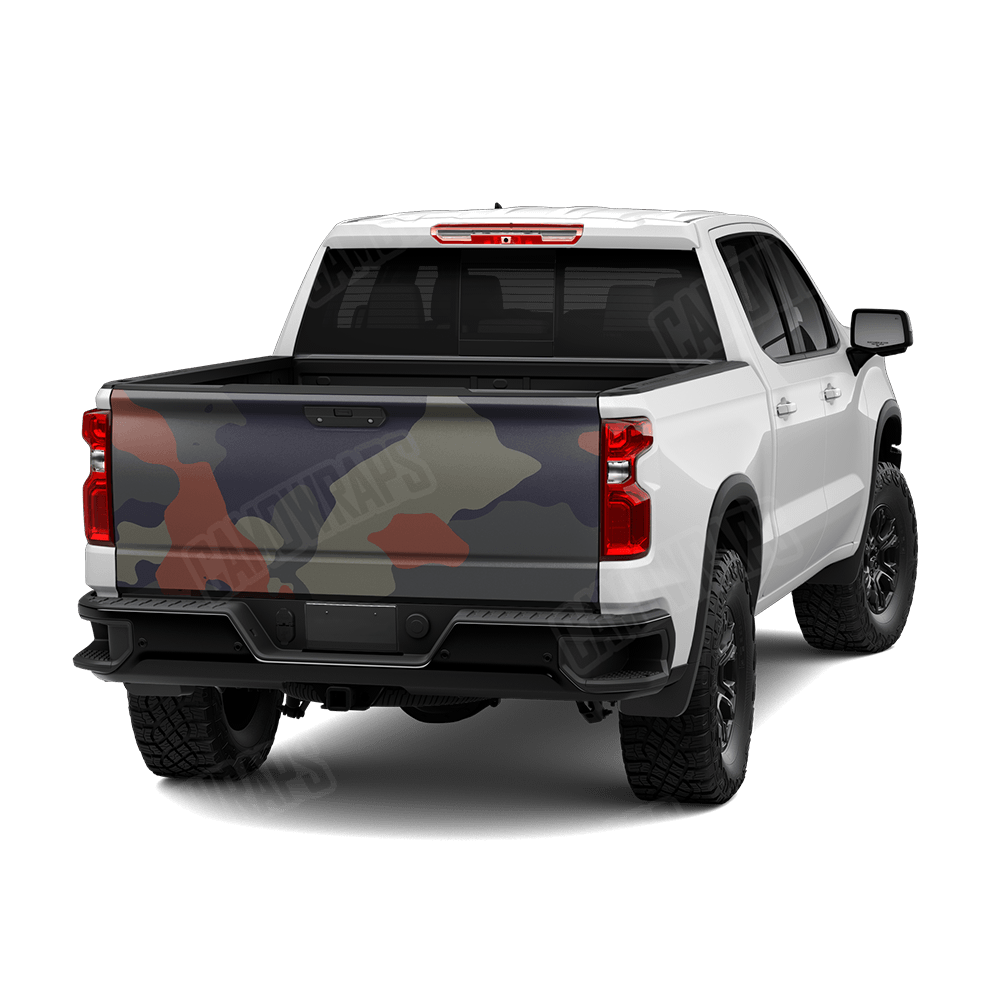 Jumbo Cumulus Blue Copper Camo Tailgate Vinyl Wrap