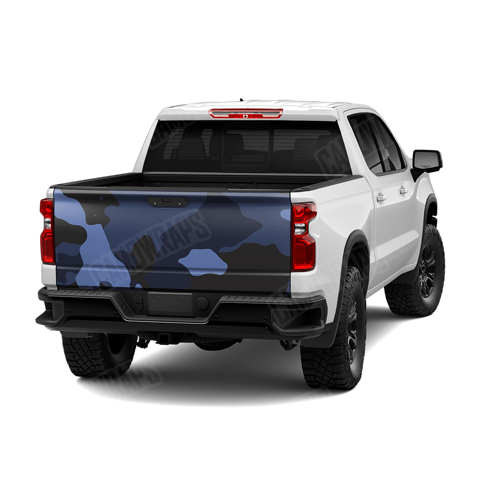 Jumbo Cumulus Blue Midnight Camo Tailgate Vinyl Wrap