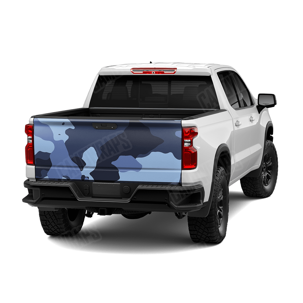 Jumbo Cumulus Blue Urban Night Camo Tailgate Vinyl Wrap
