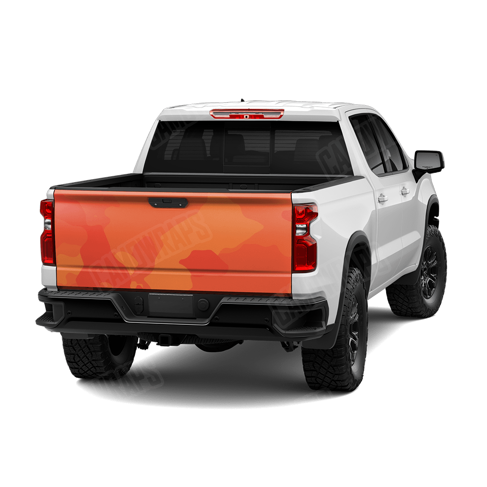 Jumbo Cumulus Elite Orange Camo Tailgate Vinyl Wrap