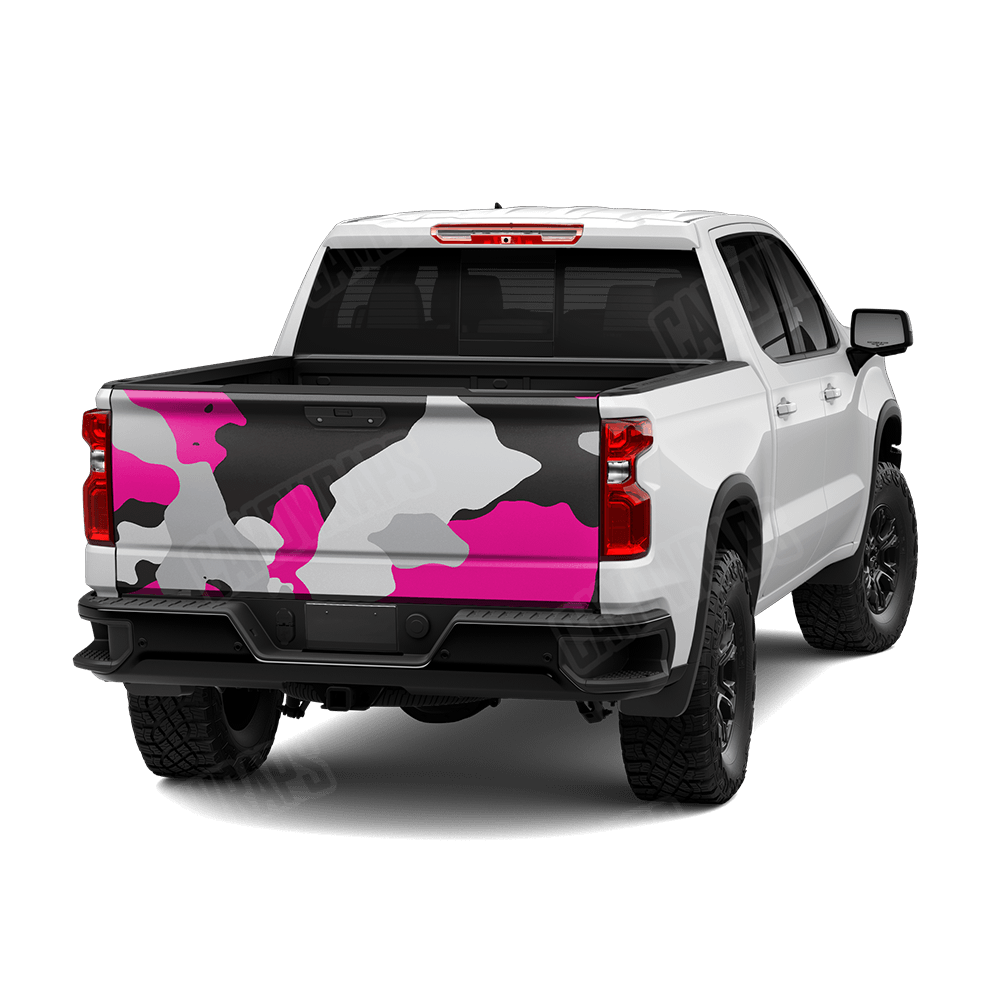 Jumbo Cumulus Magenta Tiger Camo Tailgate Vinyl Wrap