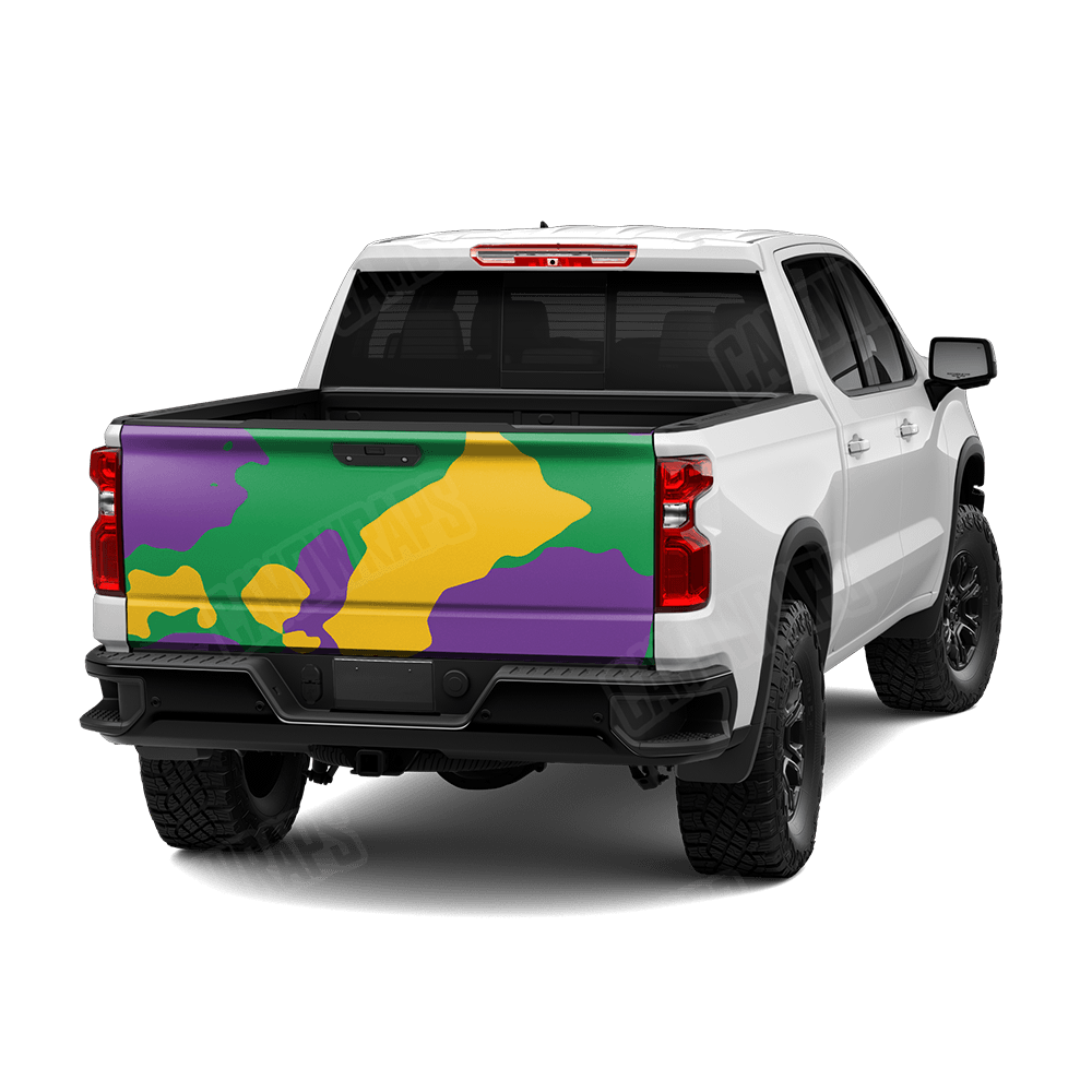 Jumbo Cumulus Mardi Gras Camo Tailgate Vinyl Wrap