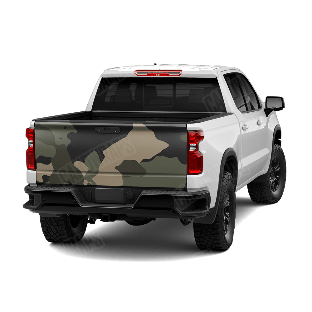 Jumbo Cumulus Militant Green Camo Tailgate Vinyl Wrap