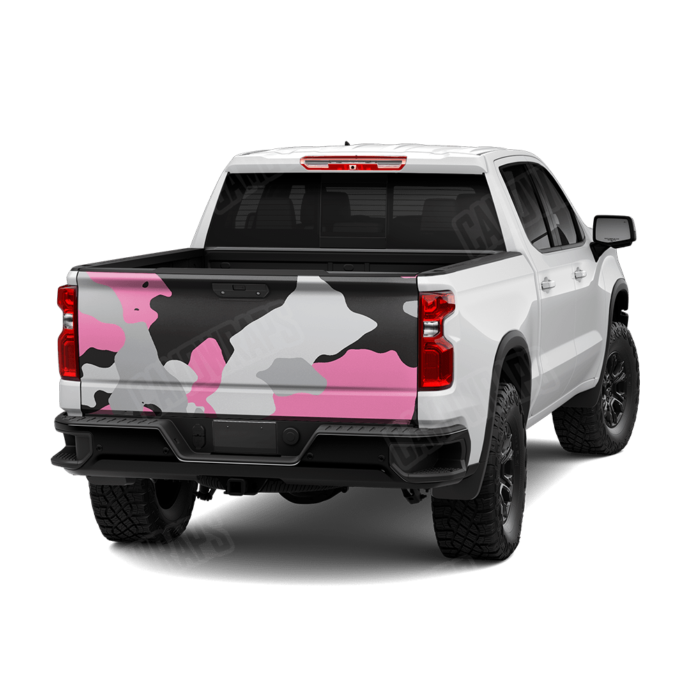 Jumbo Cumulus Pink Tiger Camo Tailgate Vinyl Wrap