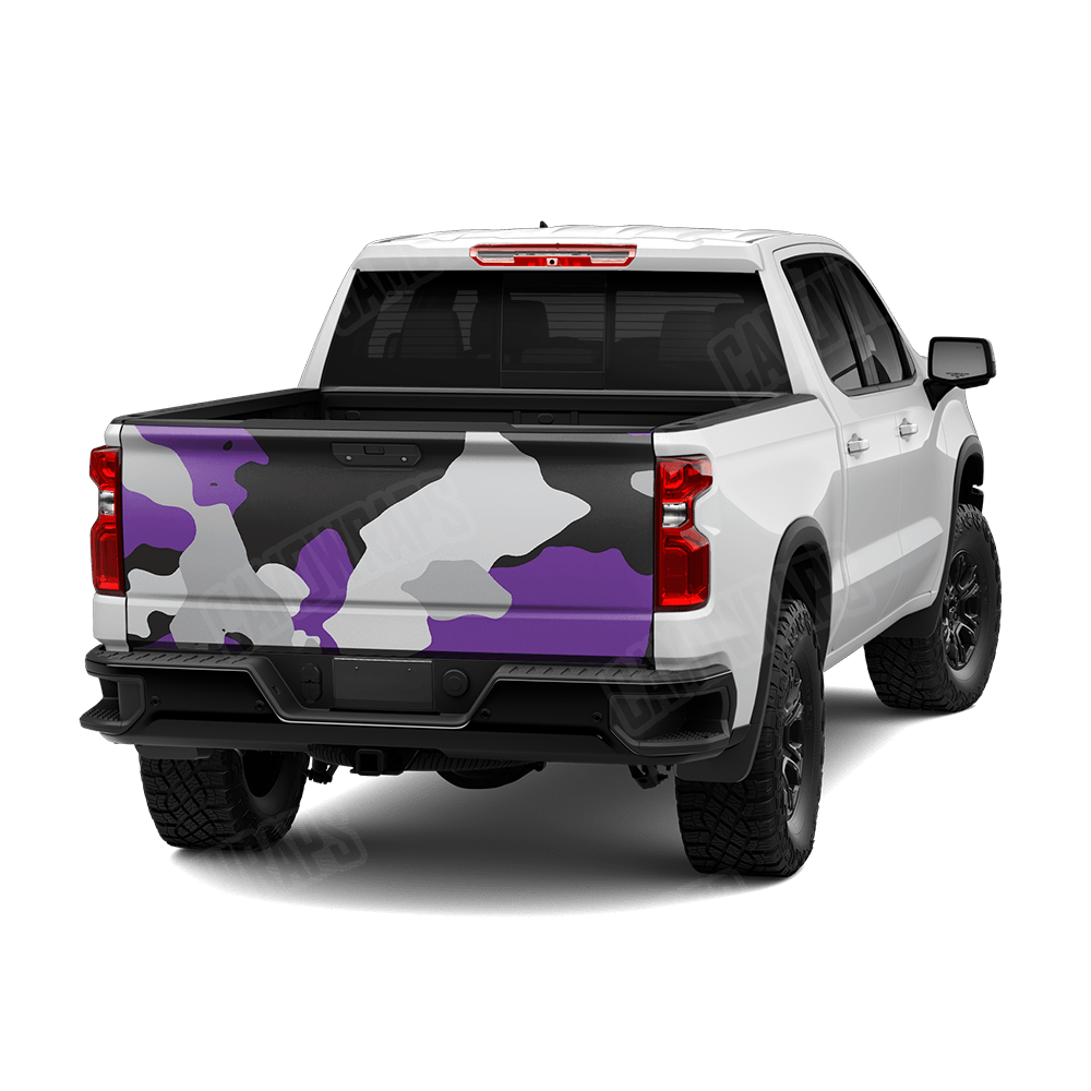 Jumbo Cumulus Purple Tiger Camo Tailgate Vinyl Wrap