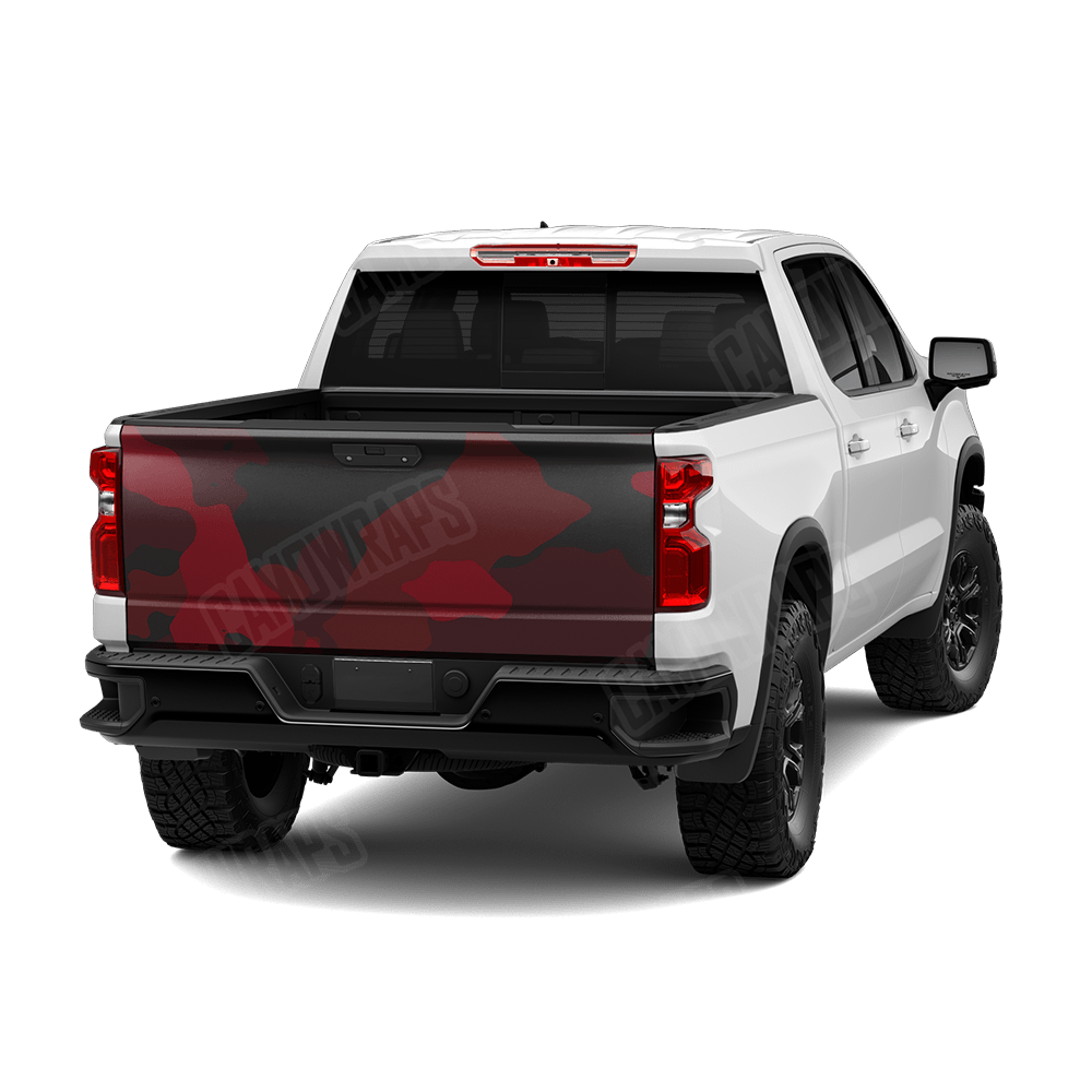 Jumbo Cumulus Vampire Red Camo Tailgate Vinyl Wrap