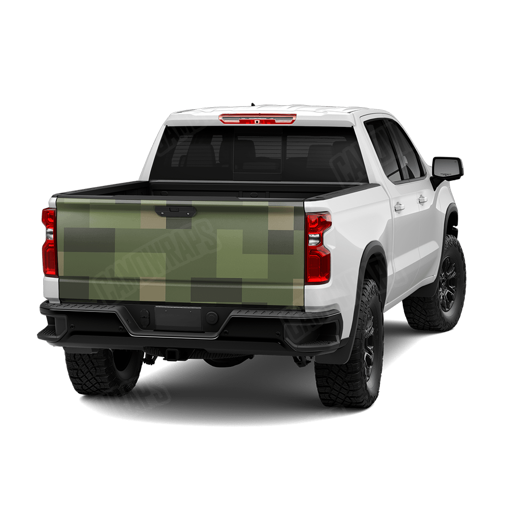 Pixel Army Green Tailgate Wraps