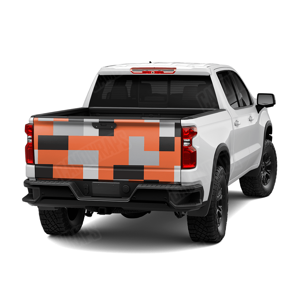 Pixel Orange Tiger Tailgate Wraps